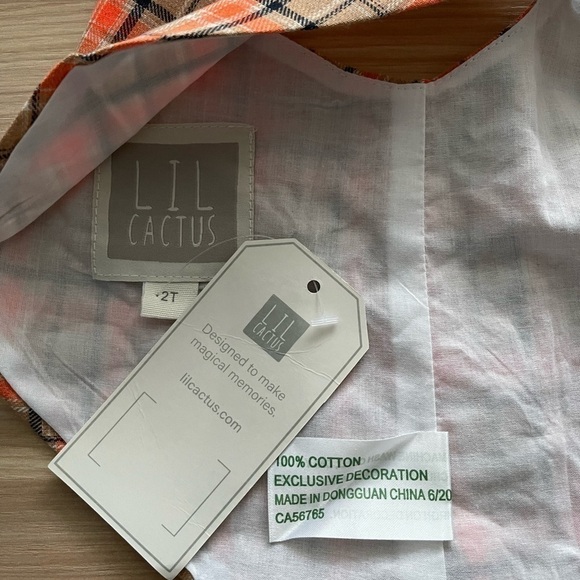 𝅺NEW Lil Cactus Brown Orange Plaid Turkey Criss-cross Back Top and Bloomer Set - Picture 5 of 7